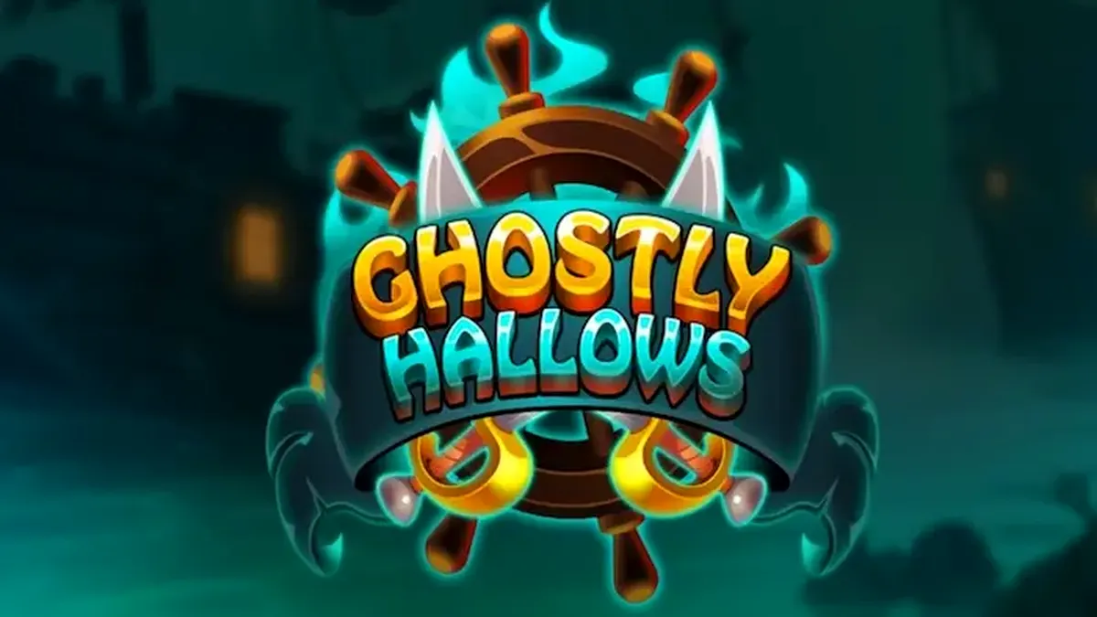 Tampilan visual slot Ghostly Hallows dengan tema kapal hantu dan bajak laut kerangka.