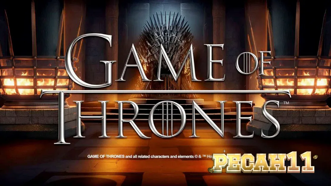 Tampilan visual slot Game of Thrones dengan elemen ikonik dari serial populer.